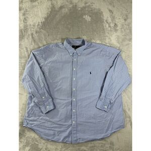 Ralph Lauren Shirt Mens 3XB Blue Check Long Sleeve Button‎ Up